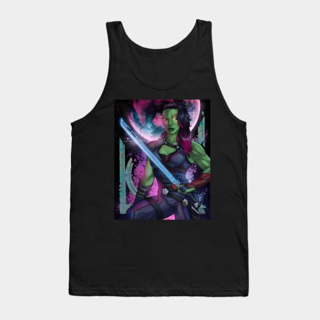 Green Space Warrior Tank Top by jpowersart